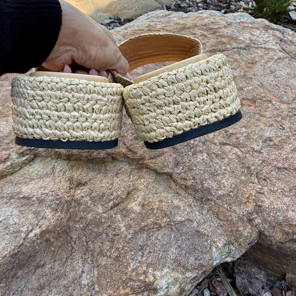 Genuine raffia crotchet PRADA summer Beige Woven Slides slippers - Picture 5 of 12